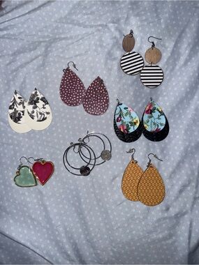 7 Assorted Women's Drop Earrings - Multi-Color Set